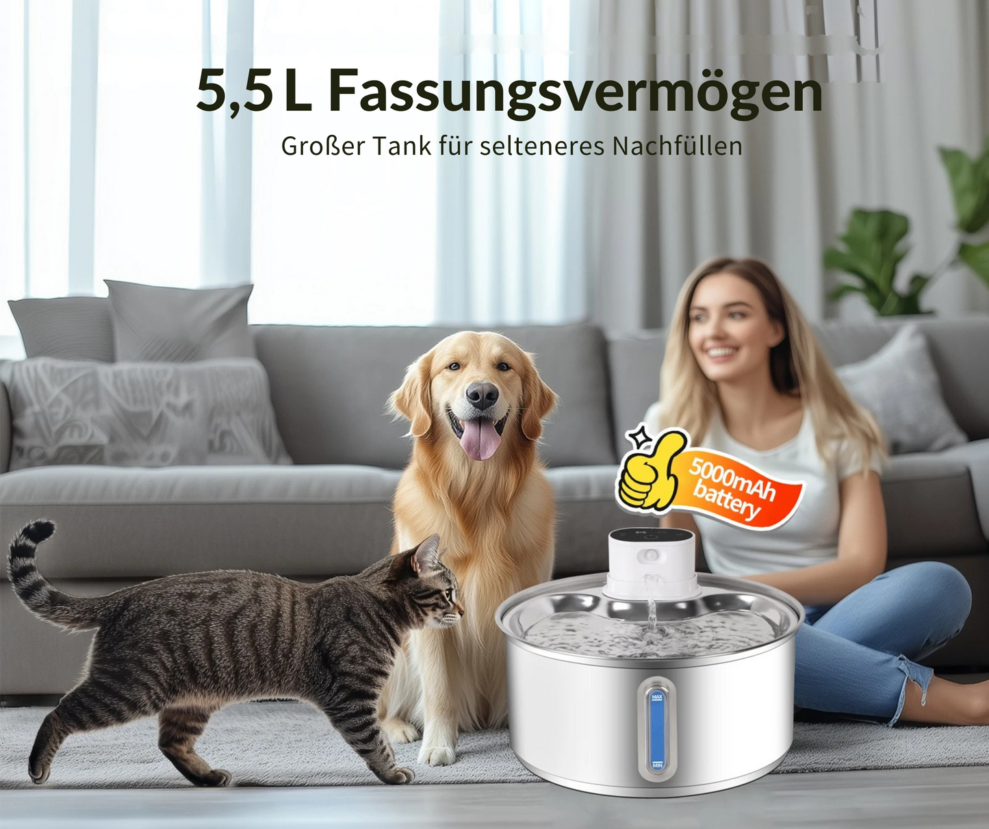 FreshDrop Ultra Hunde- & Katzenbrunnen (5.5L & kabellos)