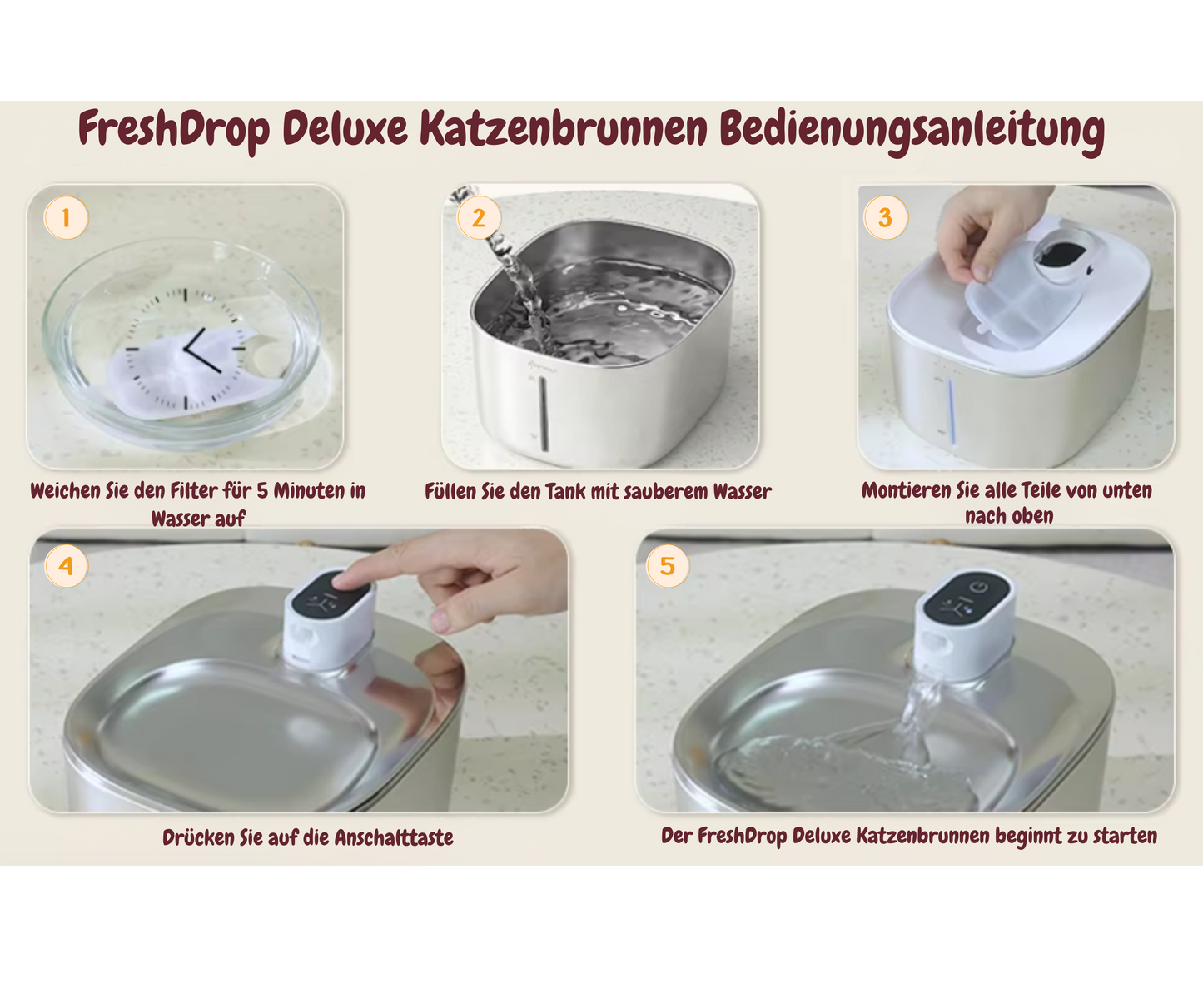 FreshDrop Deluxe Katzenbrunnen (4L & kabellos)
