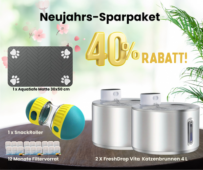 Jahresvorrats-Paket FreshDrop Vita Katzenbrunnen (4L & kabellos)