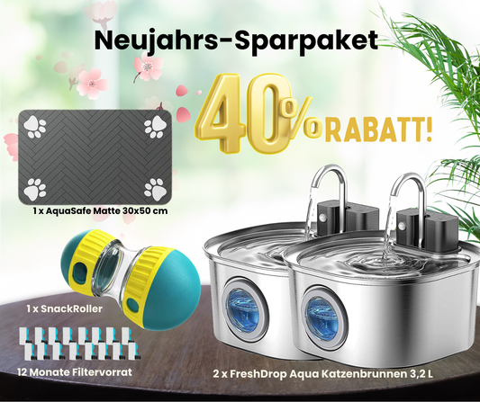 Jahresvorrats-Paket FreshDrop Aqua Katzenbrunnen (3,2L & kabellos)