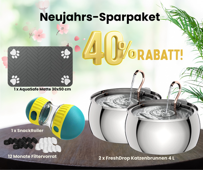 Jahresvorrats-Paket FreshDrop Katzenbrunnen (4L mit Kabel)