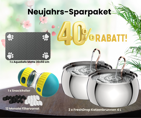 Jahresvorrats-Paket FreshDrop Katzenbrunnen (4L mit Kabel)